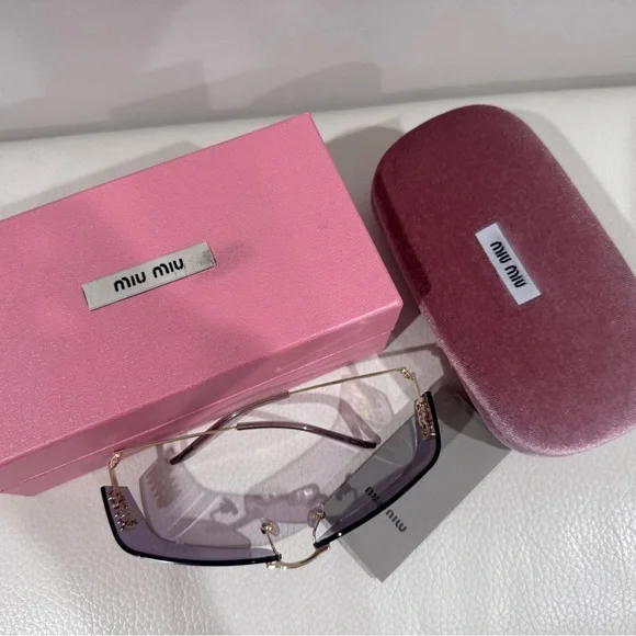 Miu Miu Woman’s Sunglasses MU 54YS Gold Light Purple Brown 5AK0/6I - Picture 11 of 11